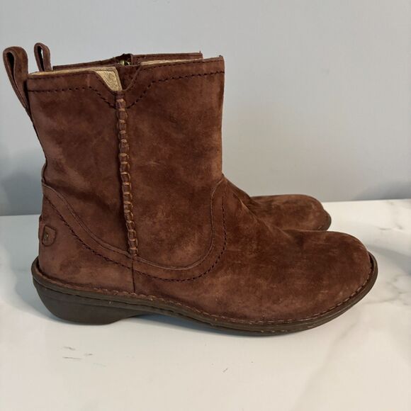 Ugg Australia Women Neevah Women Round Toe Leather Ankle Boot Dark Brown Size 8 - Picture 2 of 10